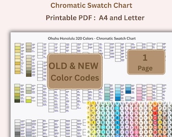 Ohuhu Honolulu 320 Colors Swatch Chart | Printable Marker Chart with Old & New Codes