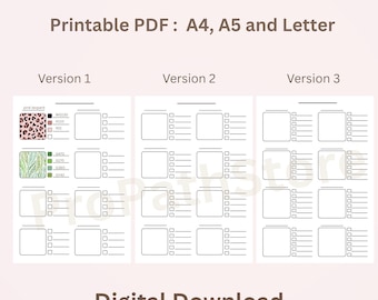May include: A digital download featuring color swatch charts in three versions. The charts include spaces for color swatches and corresponding color codes. The text on the image reads "COLOR SWATCH CHARTS" and "Printable PDF: A4, A5 and Letter."