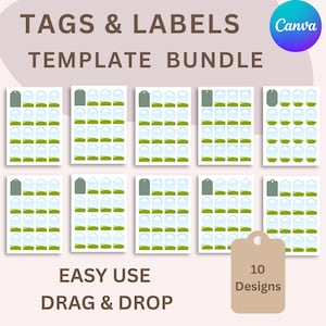 Printable Tag Frames, 10 Designs, Easy Drag & Drop Template, Tag Template, Hang Tags, Shirt Tags, Gift Tags Template, Thank you Tag Template