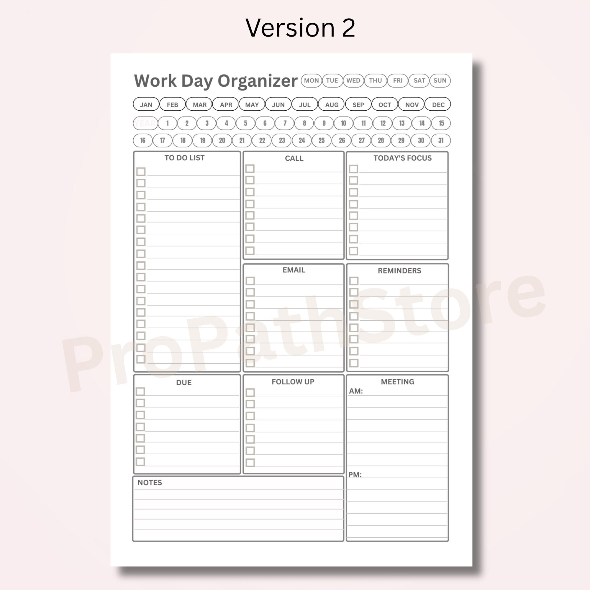 Work Day Planner Printable: Daily Productivity Schedule (a4/a5/letter ...