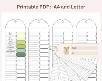 Leere Marker Swatch Cards Printable: DIY Farbkarte Schlüsselanhänger (PDF Download A4/Letter Size)