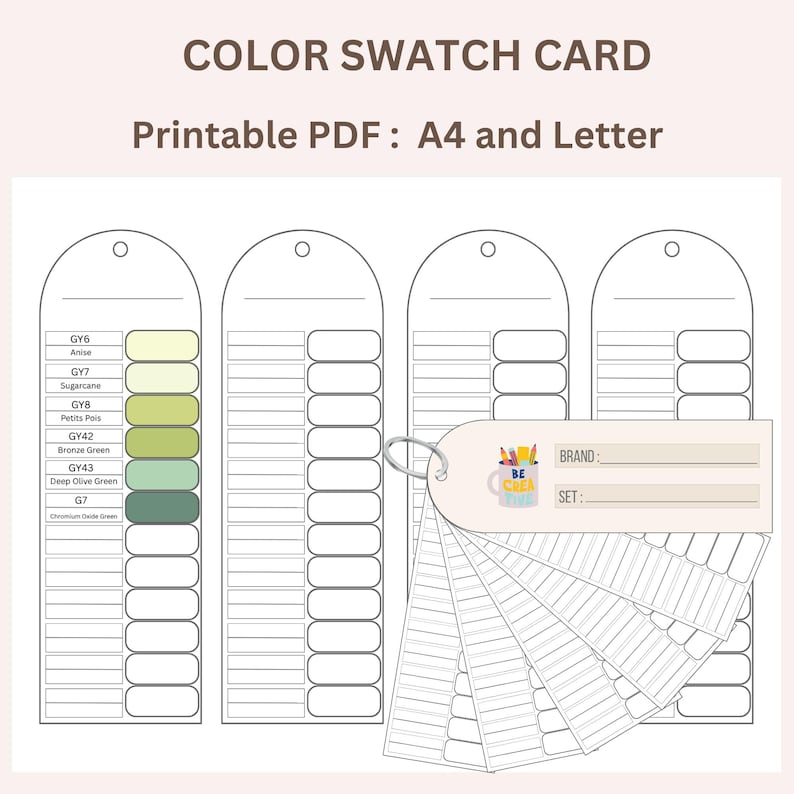 Blank Marker Swatch Cards Printable: DIY Color Chart Keyring (PDF ...
