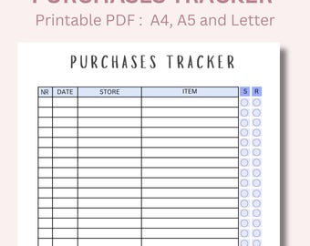Printable Order Tracking Log: Online Shopping Tracker (PDF)
