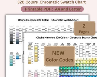 Ohuhu Honolulu 320 Marker Swatch Chart: Farbunterlegtes druckbares PDF