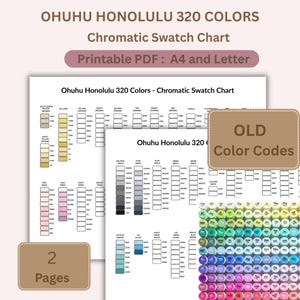 Ohuhu Honolulu 320 Swatch Chart with Old Codes, Ohuhu Old Swatch Conversion, Printable Color Swatch Sheet, Acrylic Marker Test Sheets,
