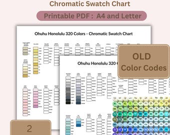 Ohuhu Honolulu 320 Color Swatch Chart: Printable Marker Referenz (PDF Download, A4/US Letter)