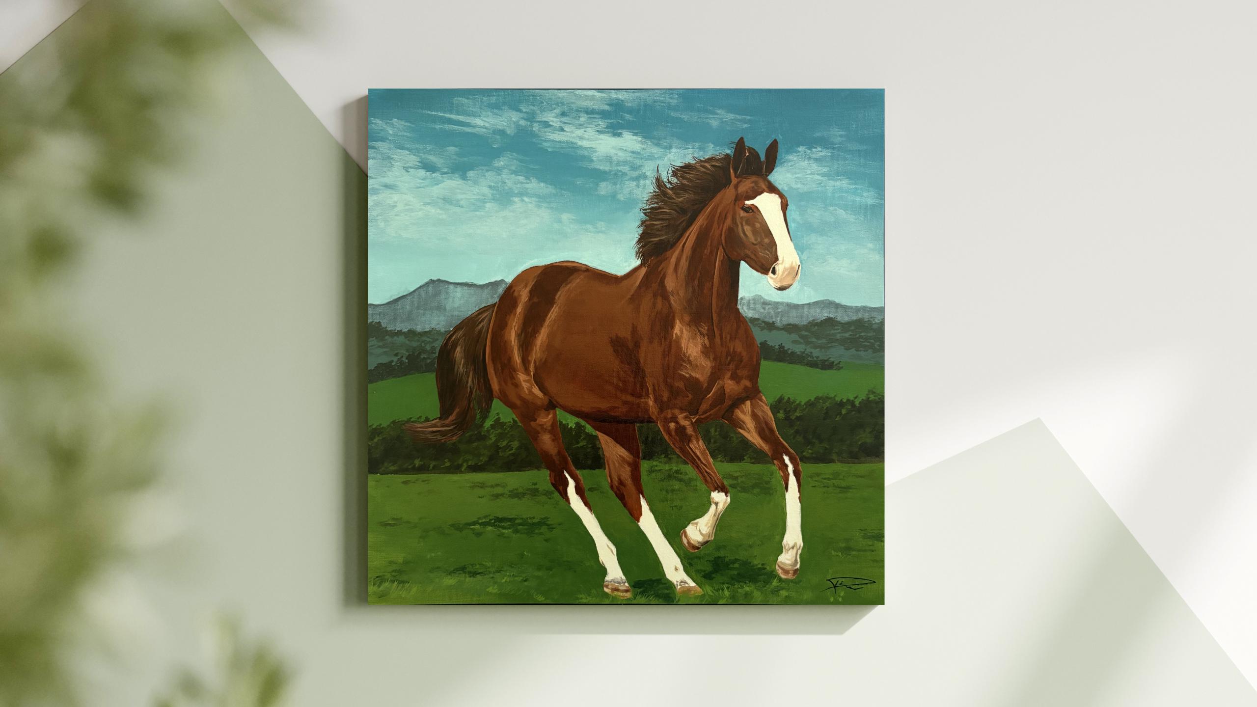 馬のオリジナルアクリル画 - 馬の絵 - アクリル画 - 動物の絵 - 動物の