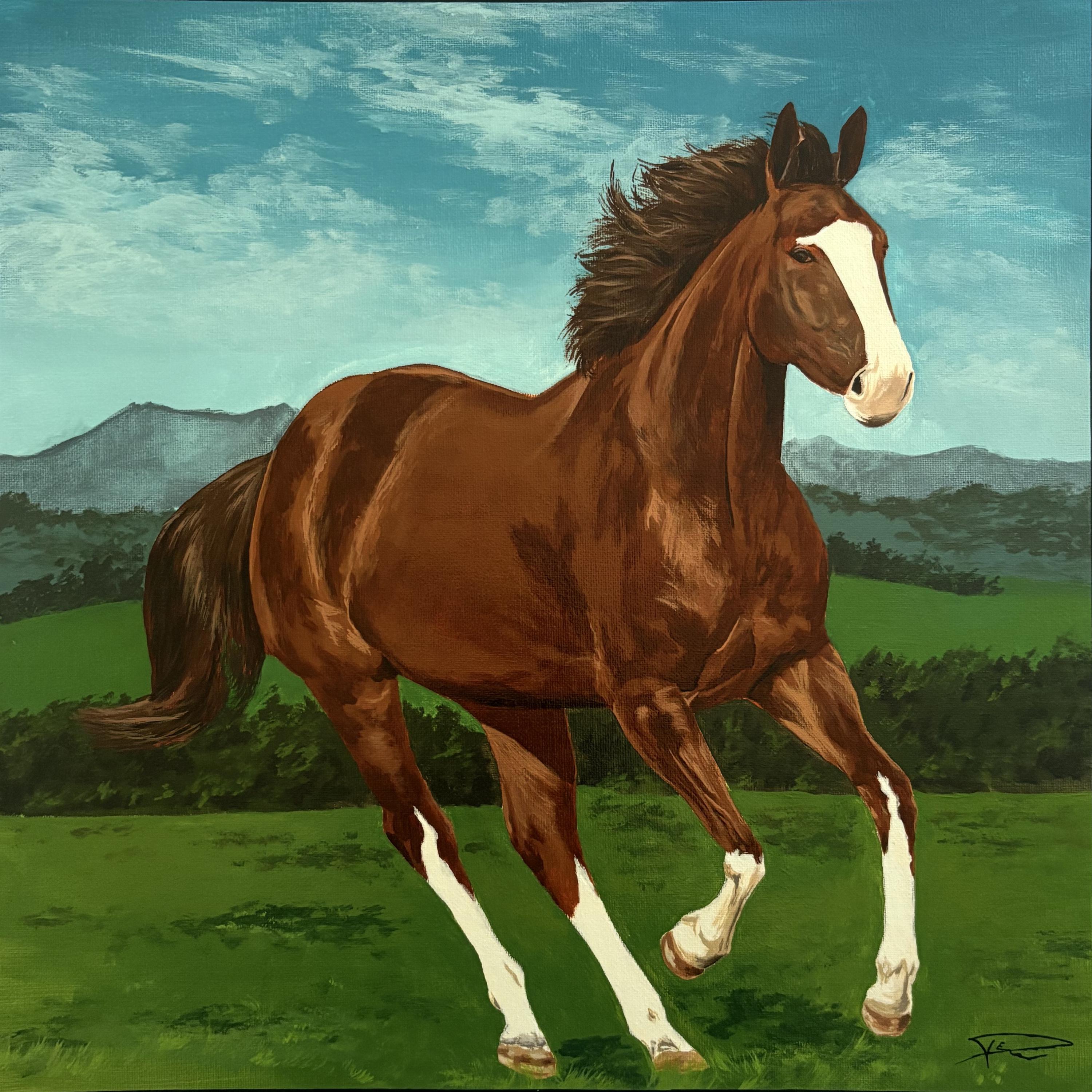 馬のオリジナルアクリル画 - 馬の絵 - アクリル画 - 動物の絵 - 動物の