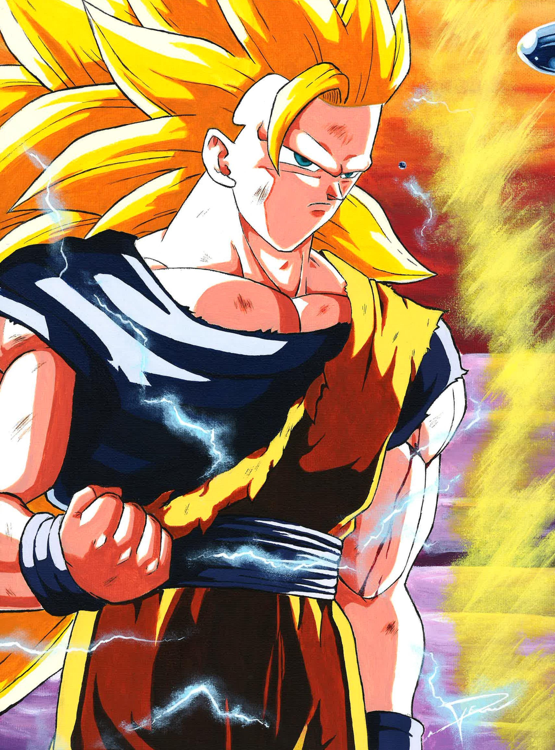 ドラゴンボールの絵、マンガの絵、悟空の絵、悟空 ssj3、ファンアート