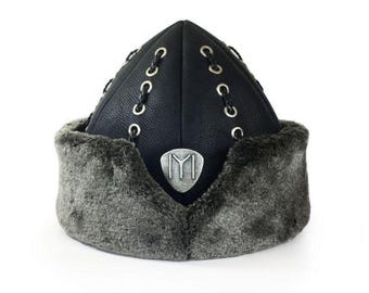 Traditional Kayi Ertugrul Faux Leather & Fur Bork Hat | Dirilis Ertugrul Kurulus Osman