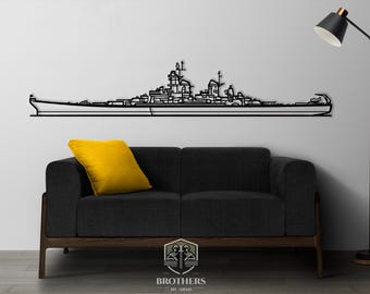 USS Missouri DXF cut file, svg cut file for cricut, dxf files for plasma cnc, laser cut, print, wood wall decor, metal panels, design, art