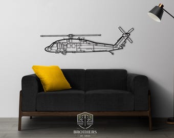 UH-60 BlackHawk SWS DXF cut file, svg cut file for cricut, dxf files for plasma cnc, laser cut, print, wood wall decor, metal panels, design