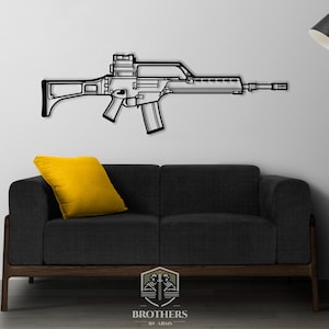 H&K G36 DXF cut file, svg cut file for cricut, dxf files for plasma cnc, laser cut, print, wood wall decor, metal panels, design, art