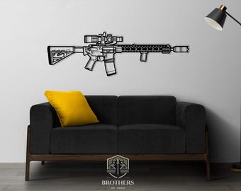 AR15 M5FL DXF cut file, svg cut file for cricut, dxf files for plasma cnc, laser cut, print, wood wall decor, metal panels, design, art