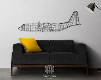 C-130 Hercules SWS DXF cut file, svg cut file for cricut, dxf files for plasma cnc, laser cut, print, wood wall decor, metal panels, design
