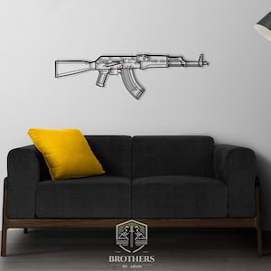AK 47 DXF cut file, svg cut file for cricut, dxf files for plasma cnc, laser cut, print, wood wall decor, metal panels, design, art