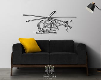 MH-6 Little Bird SWS DXF cut file, svg cut file for cricut, dxf files for plasma cnc, laser cut, print, wood wall decor, metal panels,design