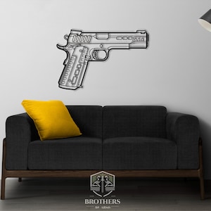 M1911 DXF cut file, svg cut file for cricut, dxf files for plasma cnc, laser cut, print, wood wall decor, metal panels, design, art