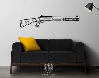 M4 Shotgun DXF cut file, svg cut file for cricut, dxf files for plasma cnc, laser cut, print, wood wall decor, metal panels, design, art