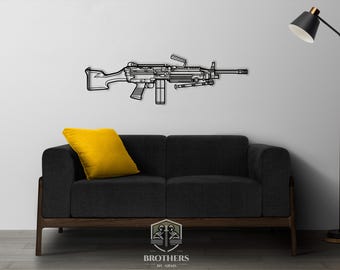 M249 DXF cut file, svg cut file for cricut, dxf files for plasma cnc, laser cut, print, wood wall decor, metal panels, design, art