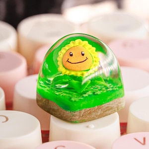 Sunflower Plants Artisan Keycap, Zombie Custom Resin keycap for him, Personalized Mechanical Keyboard, Father&#39;s Day Gift, Christmas Gift