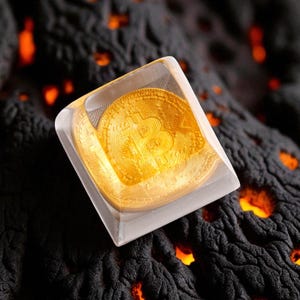 Bitcoin Resin Keycap – Crypto Artisan Keycap for Cherry MX, Mechanical Keyboard BTC Gift, Handmade Crypto Key Cap Profile Birthday Gift him