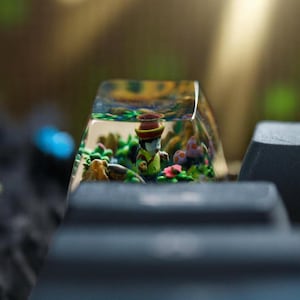 Chinese Zombie Resin Keycap – Handmade Halloween Artisan Keycap for Mechanical Keyboards, Spooky Esc Key, RGB Compatible, Creepy Gift Idea