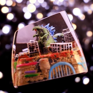 Handmade Breath Monster Keycap Artisan Resin Diorama Keycap | Custom Mechanical Keyboard Keycap Gift GOD.ZI.LLA Keycap figure Terrarium