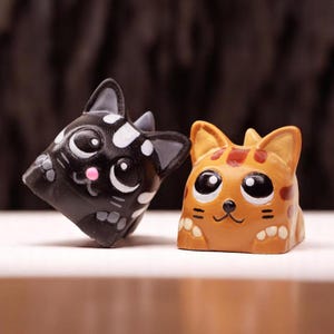 Cute Cat Face Artisan Keycap for MX Style Mechanical Keyboard Switches, Father&#39;s Day gift, Gift for Him, Kitten Kitty Lovers Birthday Gift