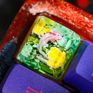Purple Axolotl SA artisan keycap, Custom DOM keycap, Artisan Cherry mx keycaps, Handmade Artisan Keycap, Axolotl gifts, Christmas Gift