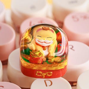 Lucky Cat Artisan Keycap, Kitty Keycap, Cute Keycaps, Mew Japanese Artisan Keycap for Mechanical Keyboard, Cherry MX Keycap, Birthday Gift