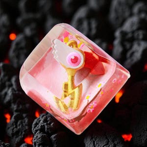 Handmade Resin Keycap Sakura anime 1U SA Profile Artisan 3D Keycap for Mechanical Keyboard, Pink Key Cherry MX Switches Christmas Gift