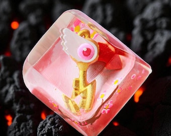 Handmade Resin Keycap Sakura anime 1U SA Profile Artisan 3D Keycap for Mechanical Keyboard, Pink Key Cherry MX Switches Christmas Gift