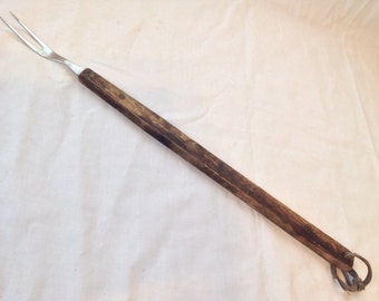 Fourchette à grillades vintage à 2 broches