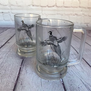 Glass pheasant mug. 2 each