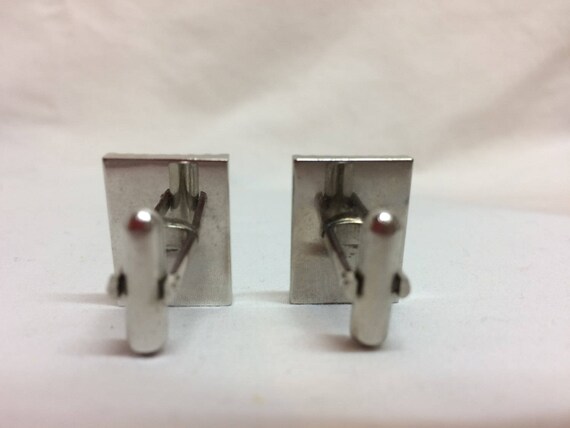 Black and Silver Rectangular Cufflinks Cuff Links… - image 2