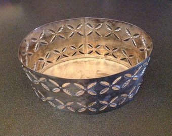 Vintage Flower Oval Metal Container