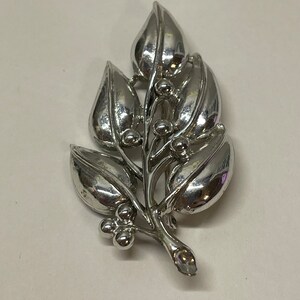 Silver Tone Leaves Pin