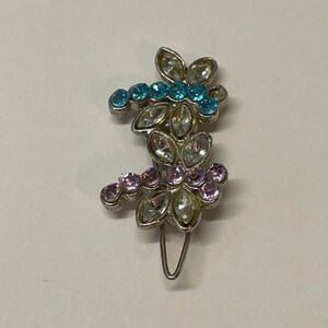 Vintage Floral Silver Tone Hair Barrette