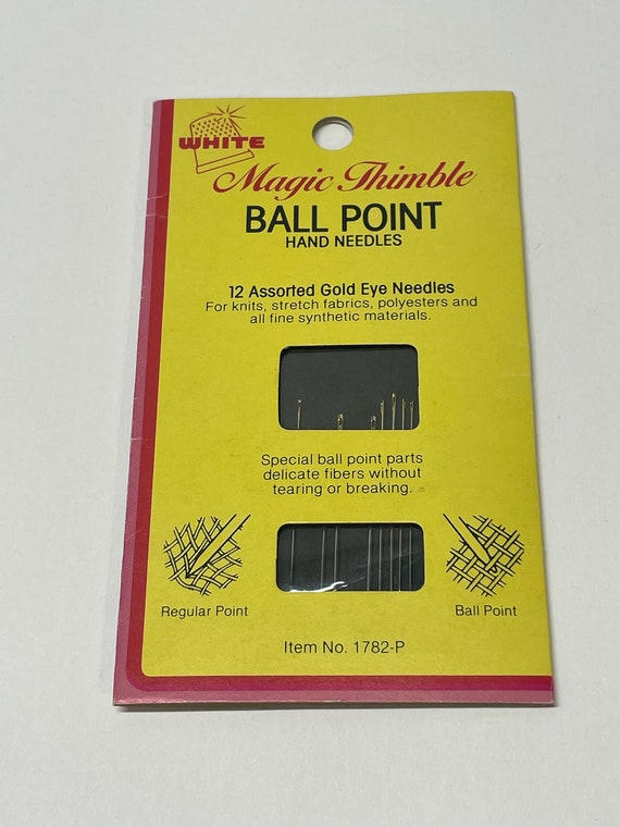 Vintage White Sewing Magic Thimble Ball Point Hand Needles