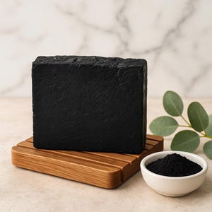Activated Charcoal Soap Bar | Organic Vegan Face & Body Cleanser for Acne, Detox, Deep Cleanse, Unscented Handmade Soap