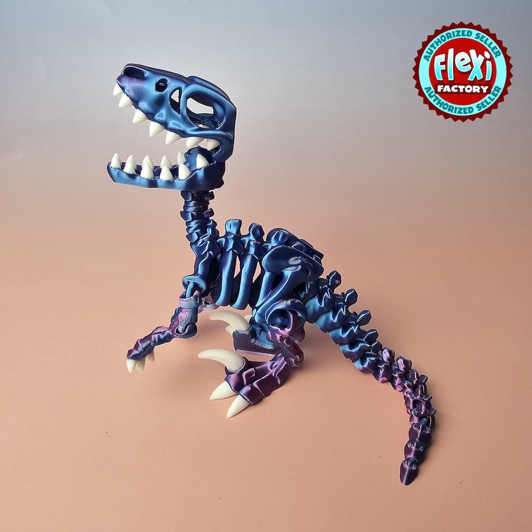 3D Printed Articulated Raptor Skeleton | Flexi Factory Toy - Etsy