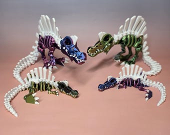 Articulated Spinosaurus Skeleton 3D Printed | Flexible Dinosaur Fossil Toy | Prehistoric Desk Decor