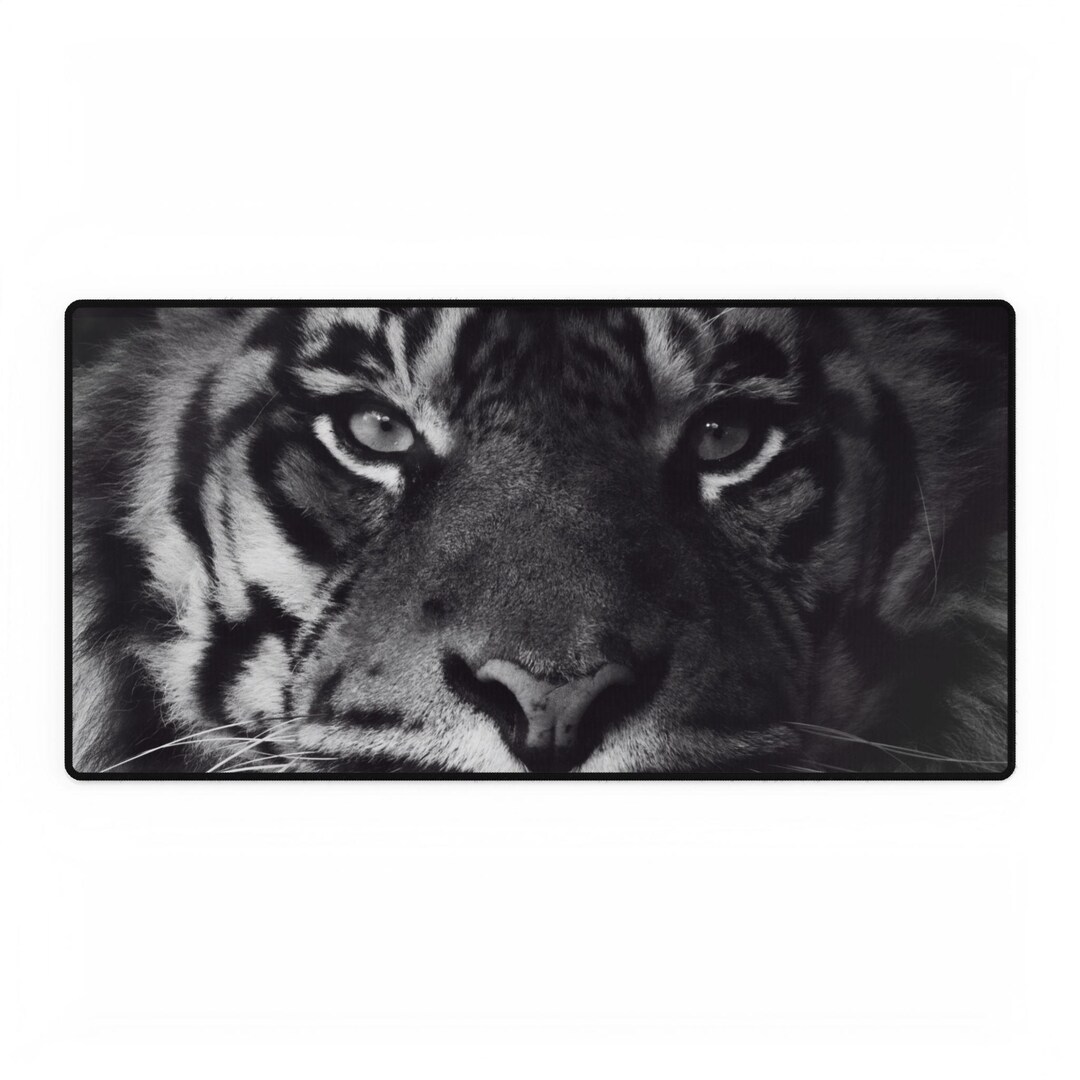 Computer Mat Tiger Black and White Tiger Face Desk Mat | Large Mousepad Desk Mat - Etsy