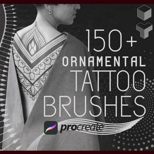 Ornamental tattoo brushes for Procreate Geometric Halftone ornament Filigree stamps & Stippling brush for tattoo design isometric Mandalas