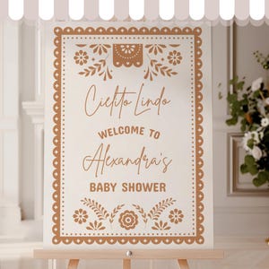 Cielito Lindo Welcome Sign Pink, Editable Template for Baby Shower, Printable Mexican Decor, Papel Picado Design