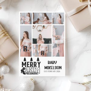 Merry and Pregnant Christmas Pregnancy Announcement, Personalized Holiday Baby Reveal Card, Digital Pregnancy Announcement 2025