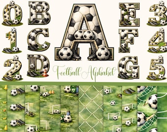 Soccer Alphabet: Varsity Font, Letters, Numbers (Commercial Use)