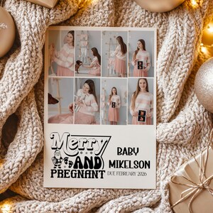 Merry and Pregnant Christmas Pregnancy Announcement, Personalized Holiday Baby Reveal Card, Digital Pregnancy Announcement 2025