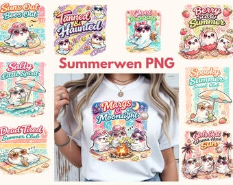Fantasma de verano de Halloween PNG, Playa de verano de Halloween a rayas PNG (Uso comercial)